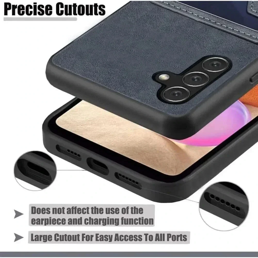 Leather Wallet Case with Card Holder Kickstand for Samsung Galaxy A14 5G‎ Gray